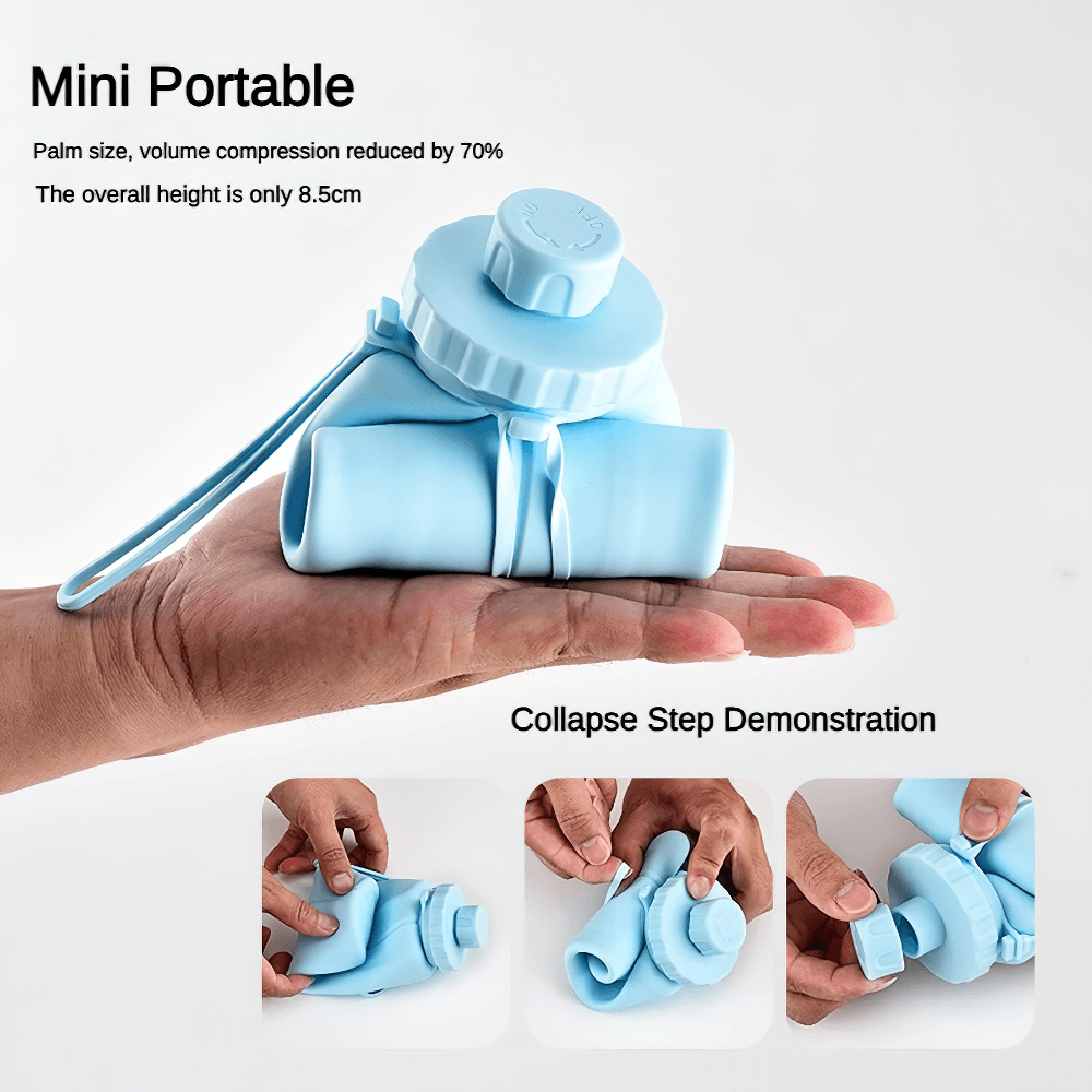 Portable Collapsible Bottle for Travel and Gym - SF3490 in a hand, demonstrating its compact and foldable design for easy carrying.